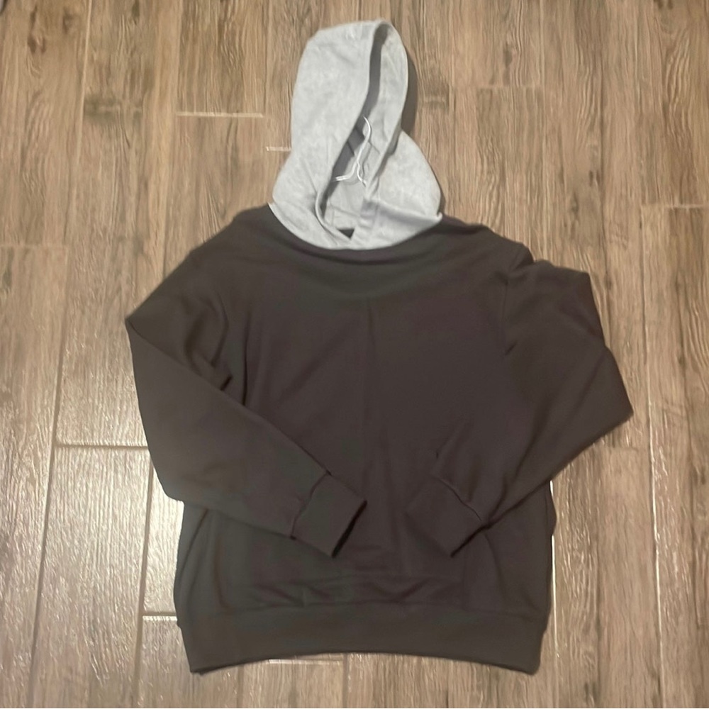 Richie Le Daily Hoodie Sweatshirt Brown and Grey Kangaroo Pocket Men L